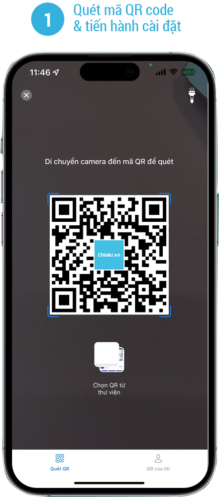 Quét mã QR và tiến hành cài đặt